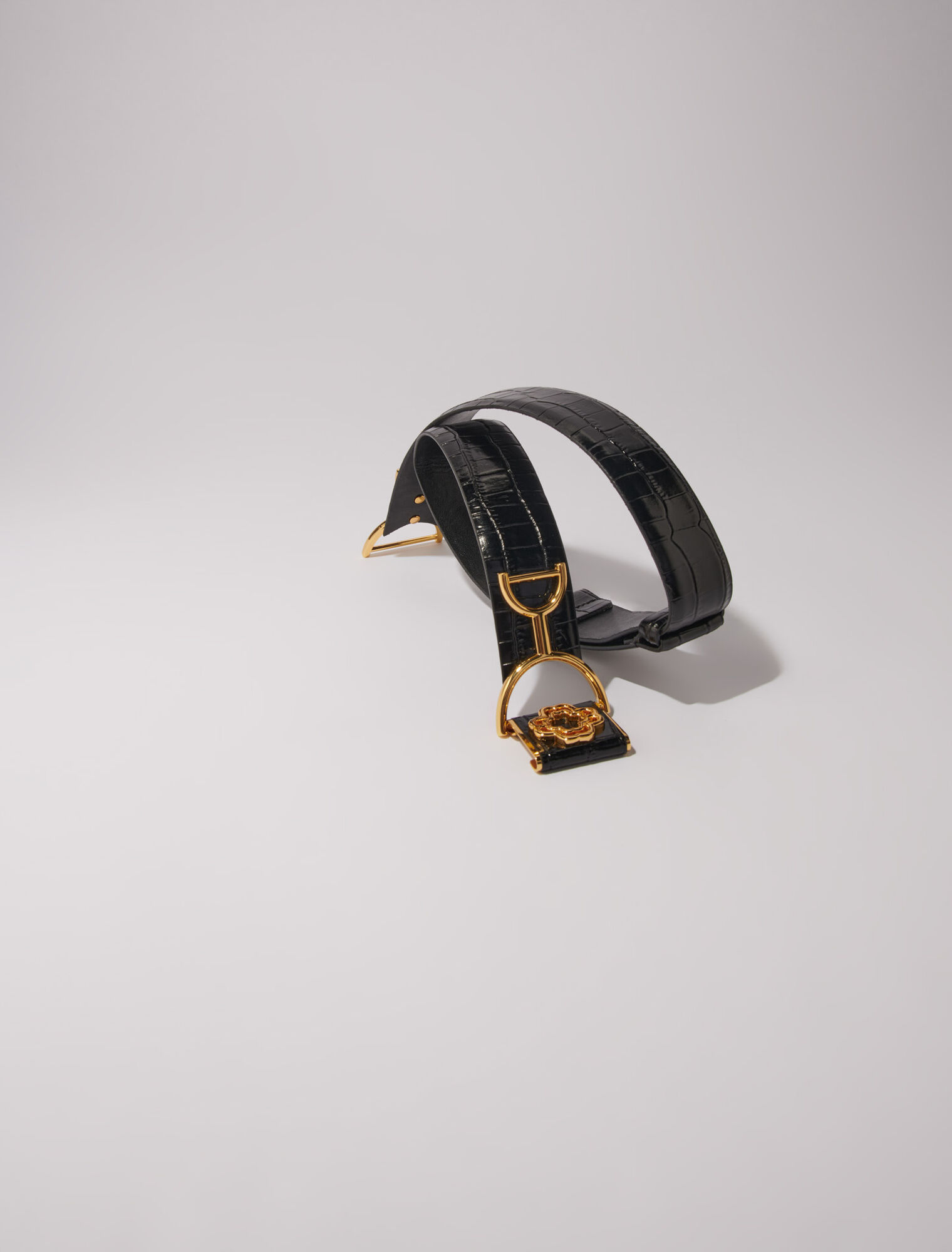 Ceinture large en cuir effet croco