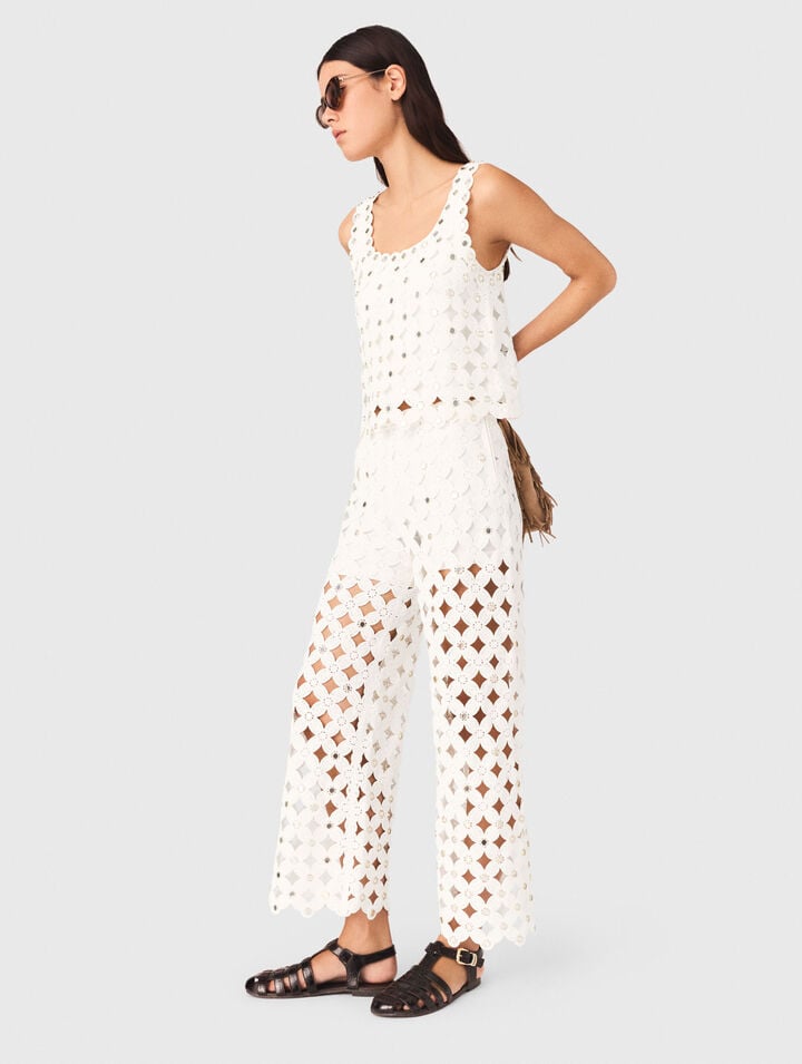 Crochet trousers with mirrors