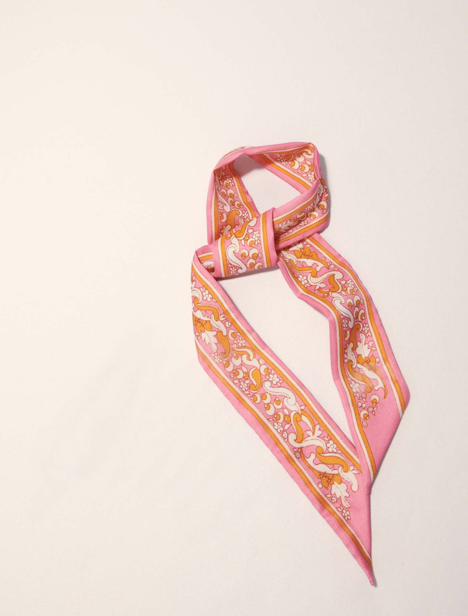 Foulard ruban 90x5cm imprimé fleurs