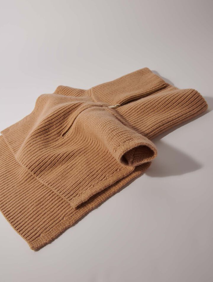 Cashmere/wool zip-up neck warmer