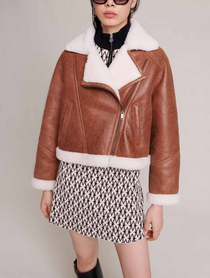 Short lambskin leather jacket