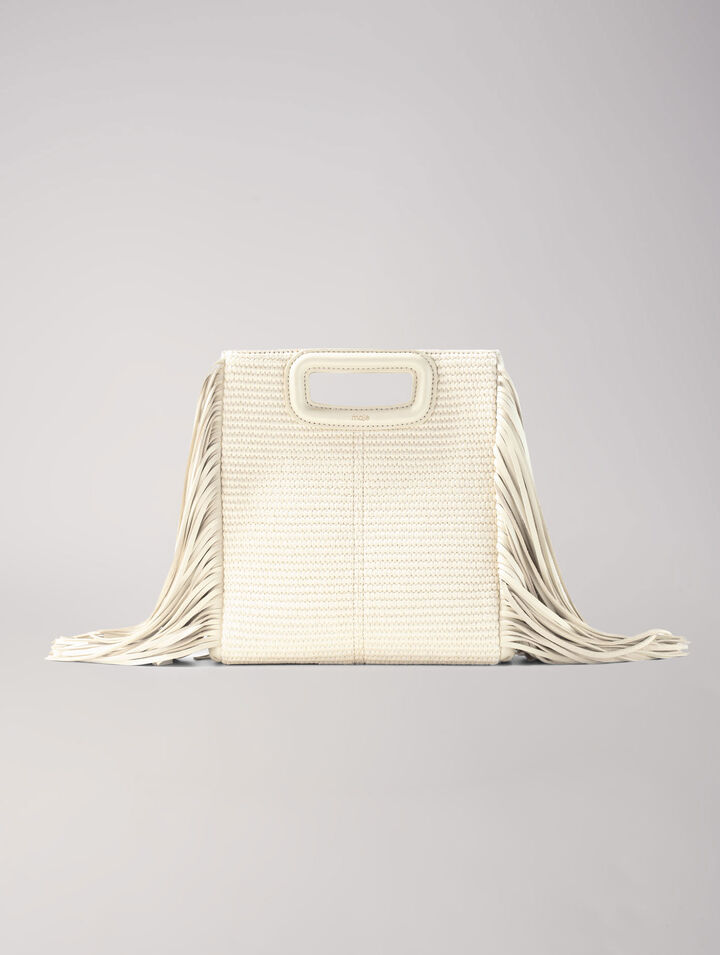 Textile and raffia M bag