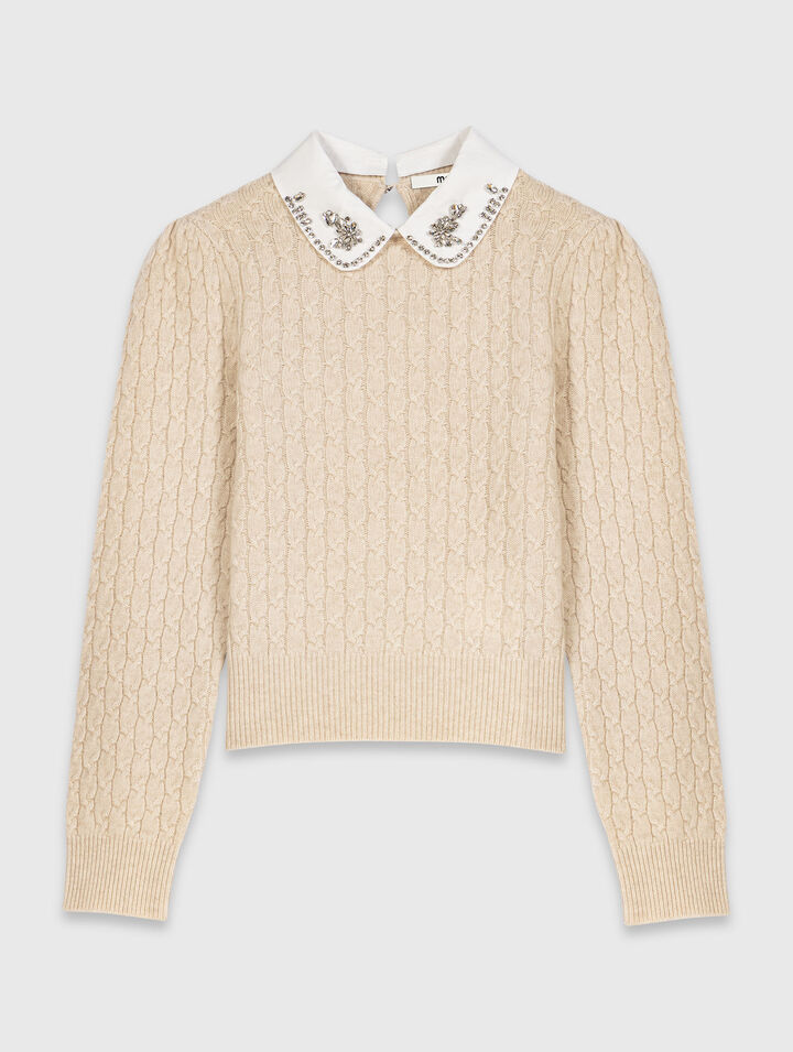 Pull avec col amovible en popeline