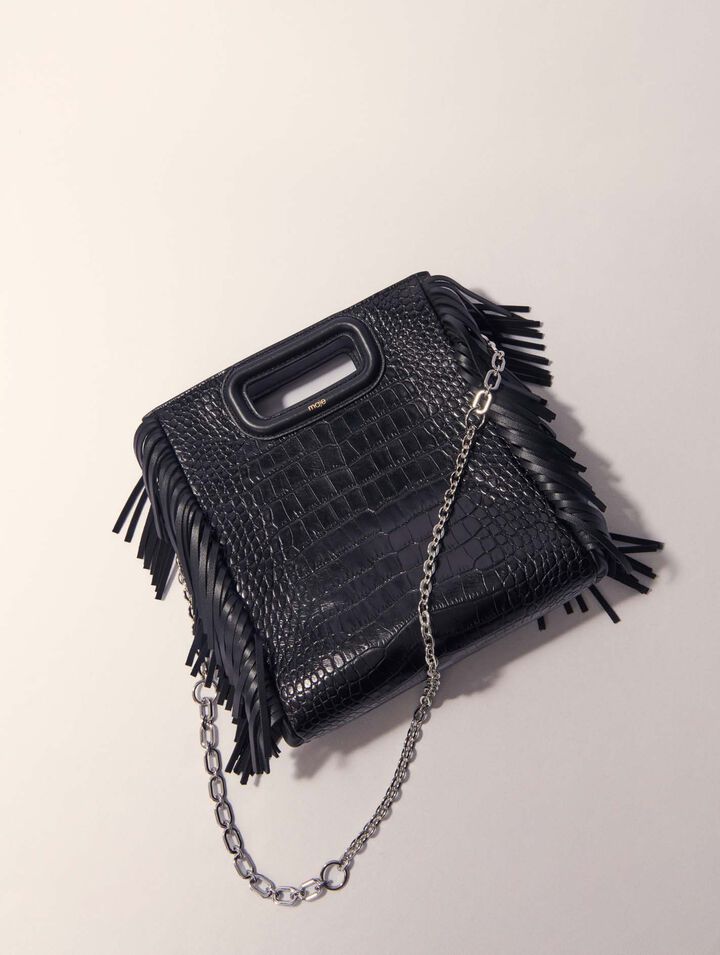 Sac M en cuir effet croco