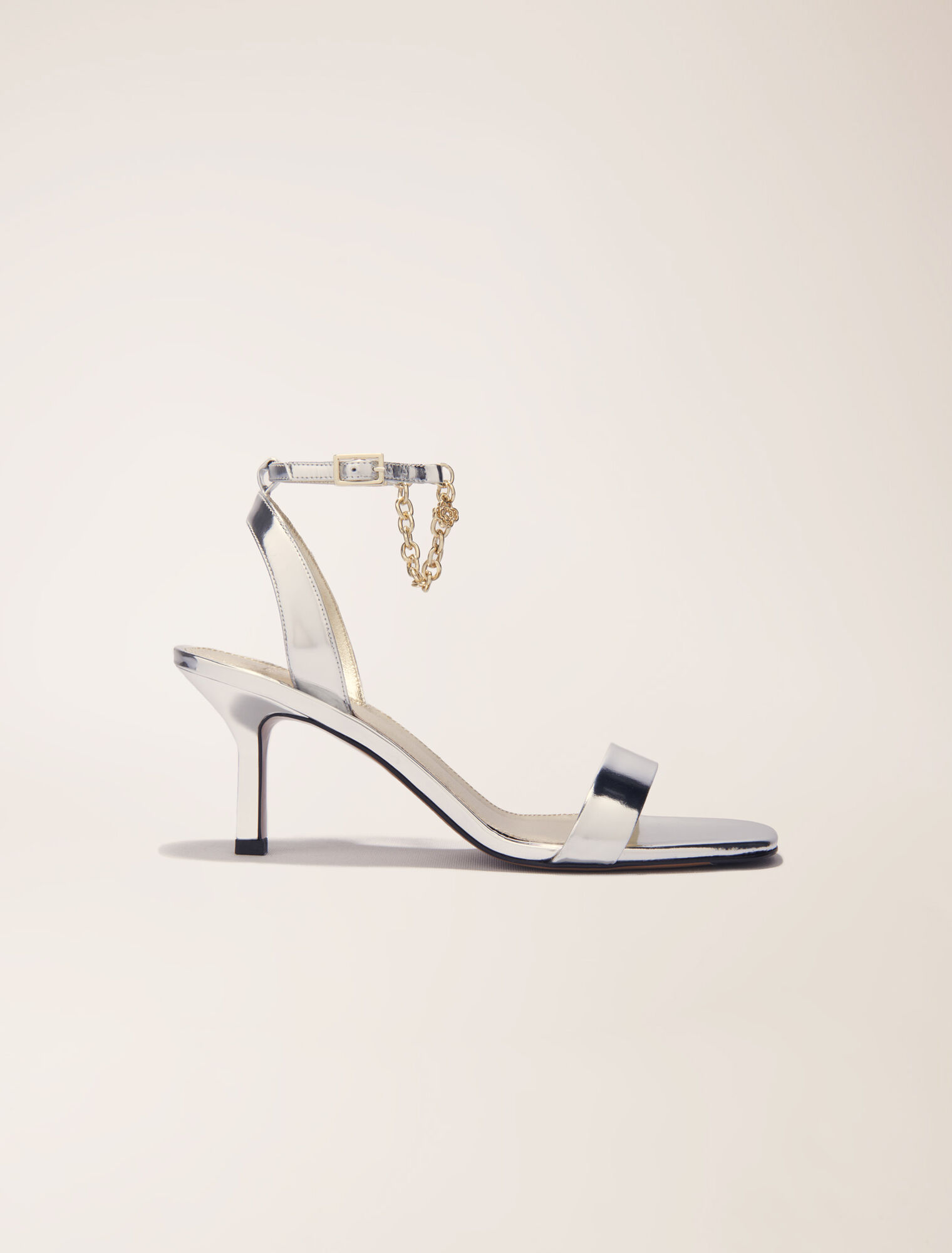 Heeled mirror leather sandals