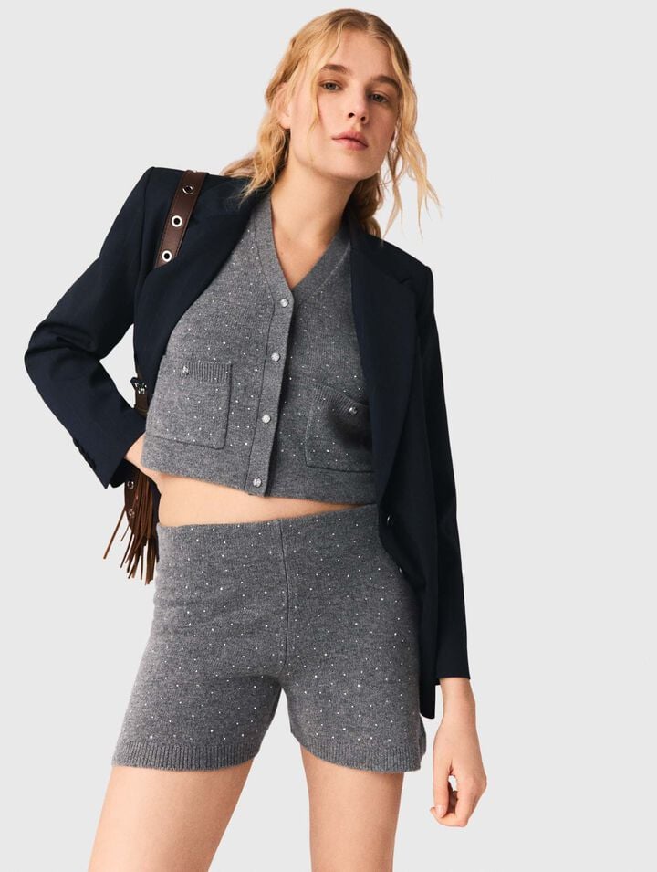 Short en maille avec strass