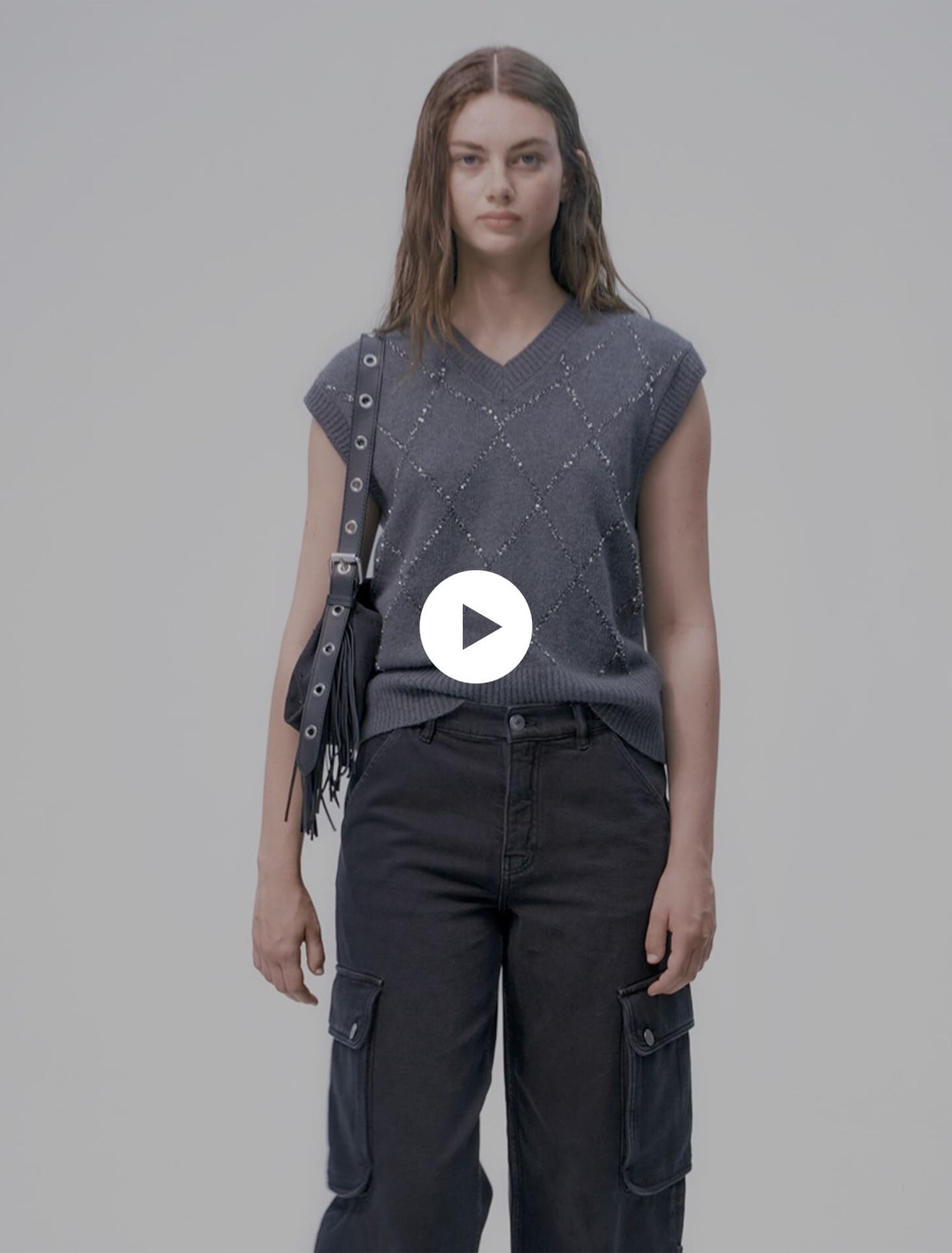 Pull sans manches à sequins