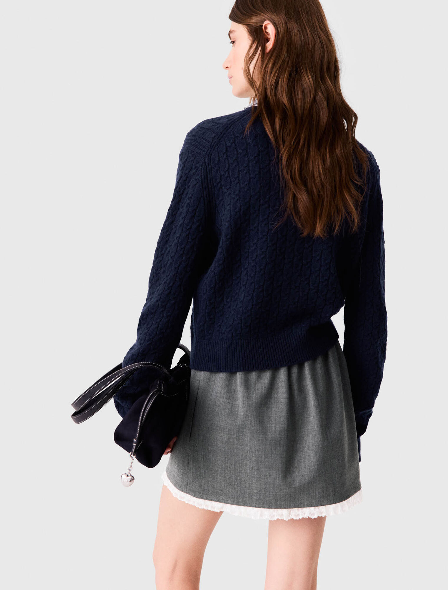 Cardigan with poplin collar