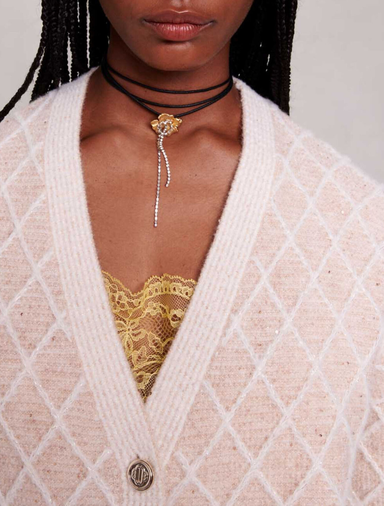 Cardigan en maille à carreaux