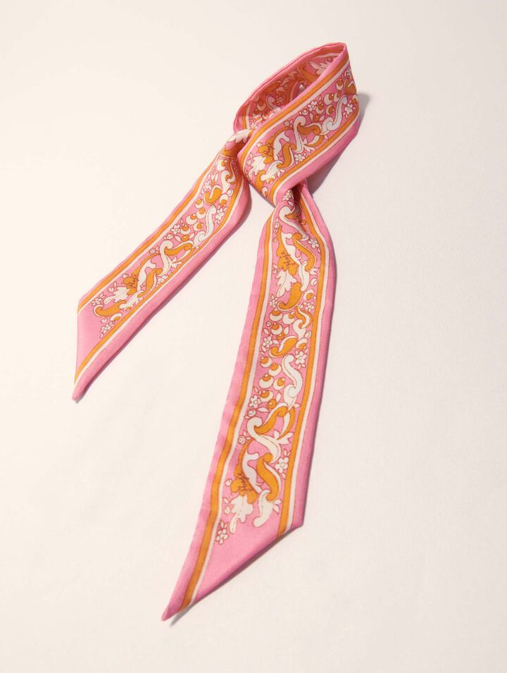 Foulard ruban 90x5cm imprimé fleurs