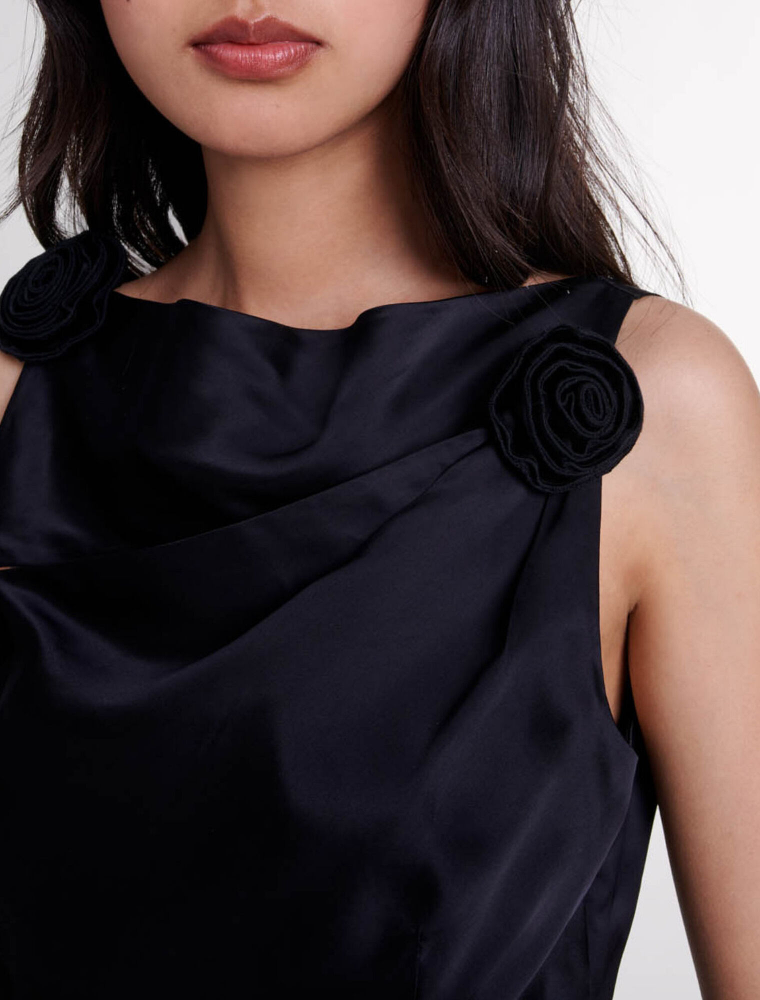 Satin-effect draped top