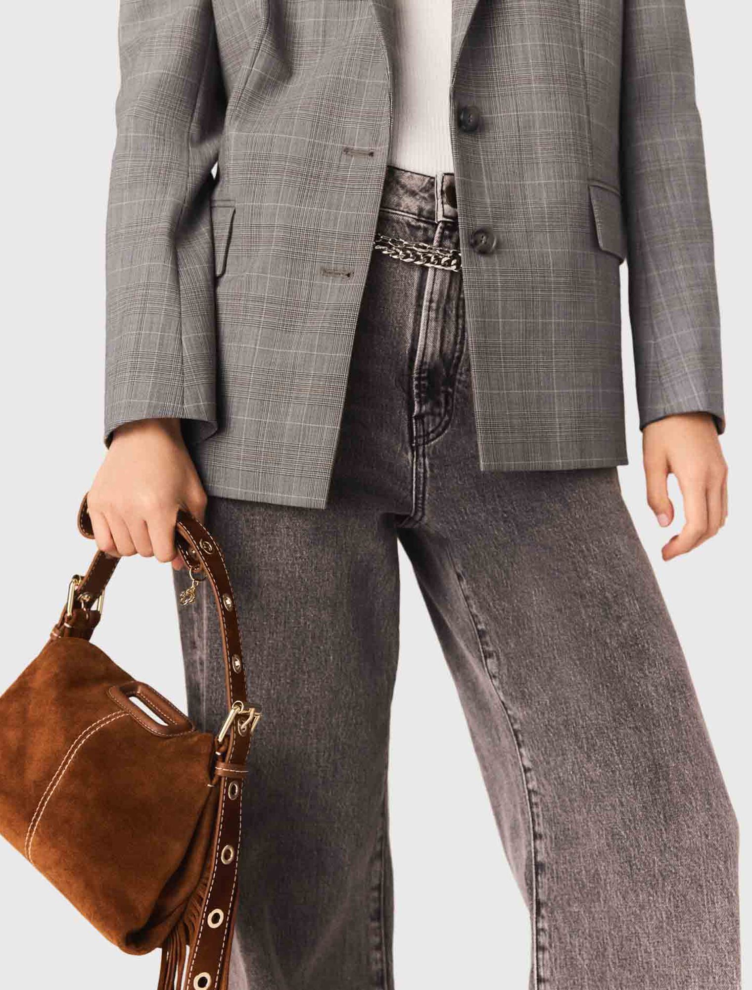 Sac Miss M mini en su&egrave;de surpiqu&eacute;e