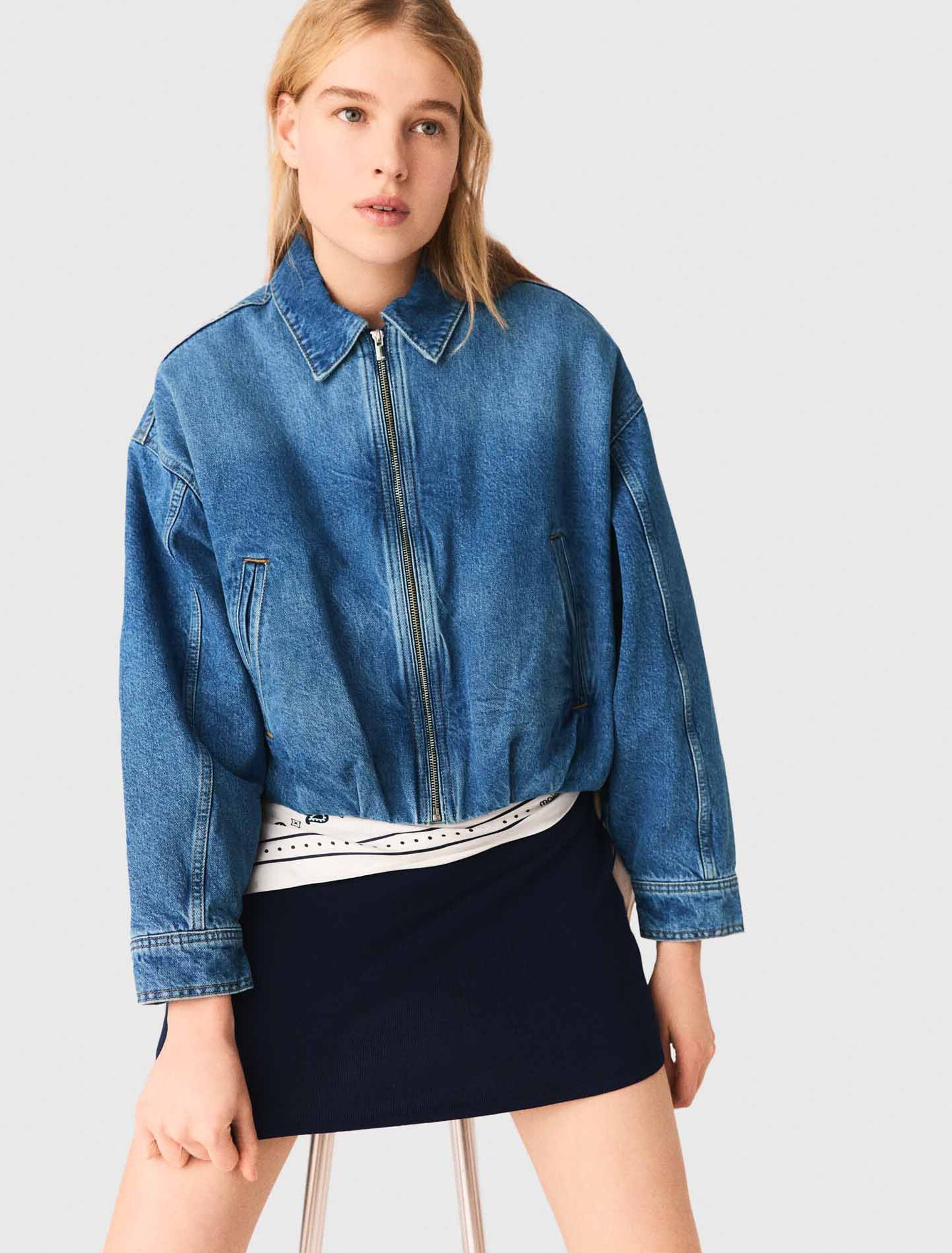 Denim bomber jacket