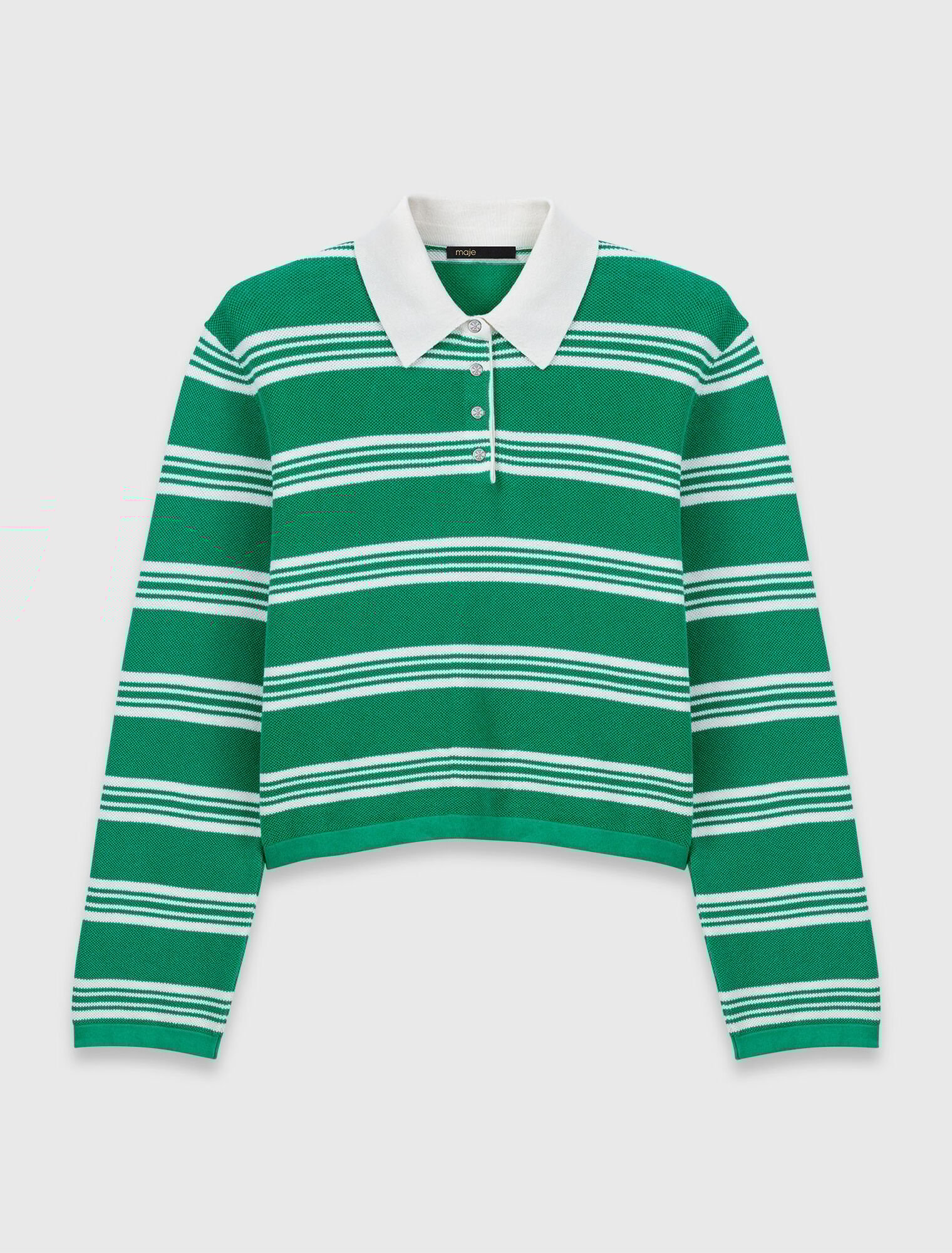 Pull court ray&eacute; avec col polo