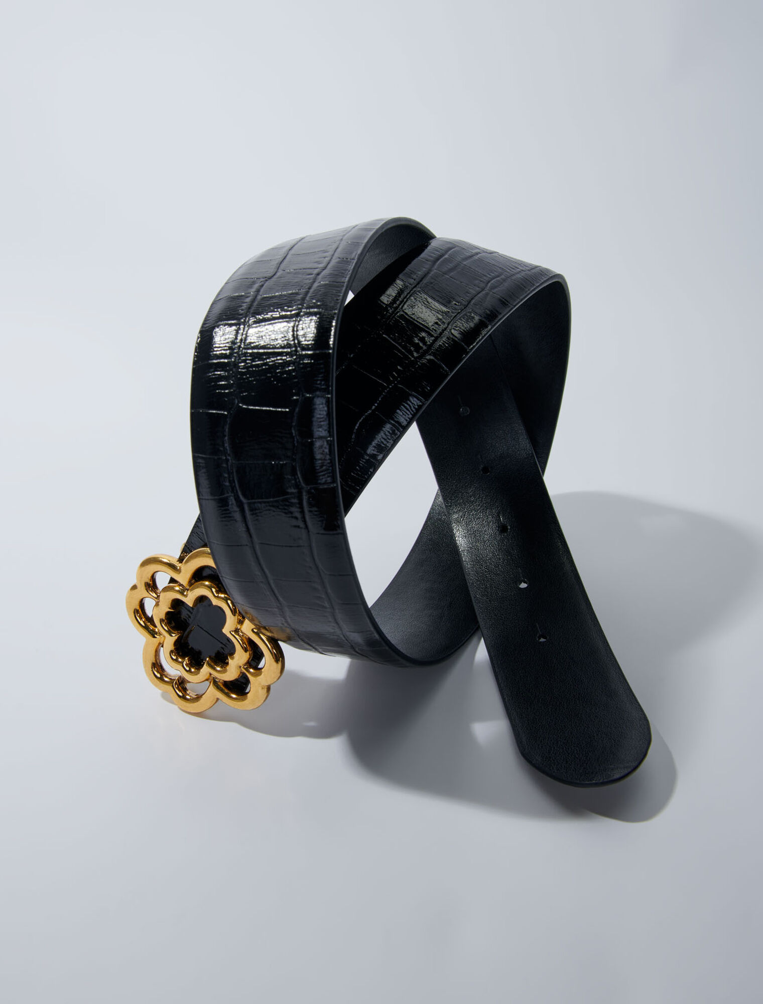 Ceinture Clover en cuir effet croco