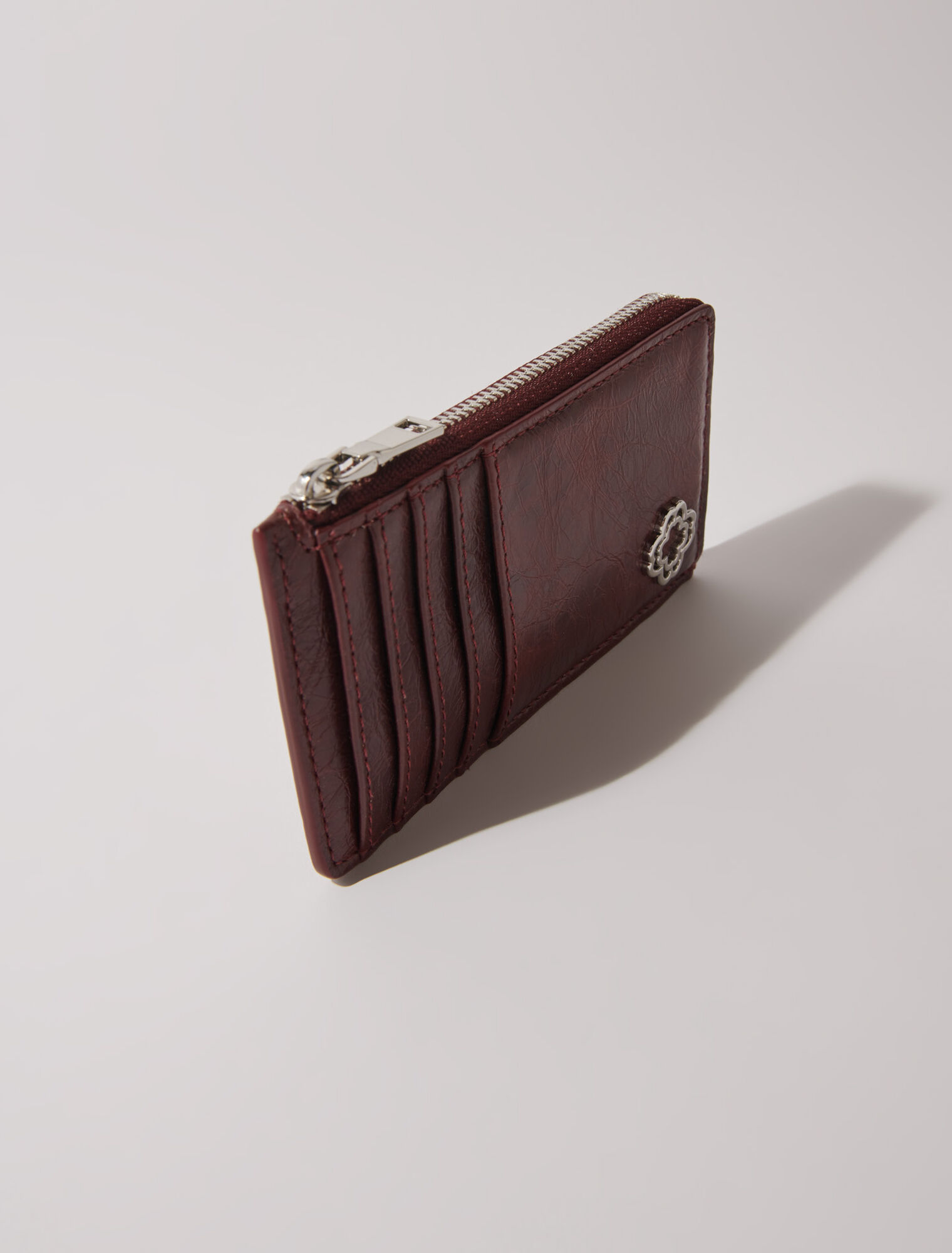 Porte-cartes en cuir craquelé
