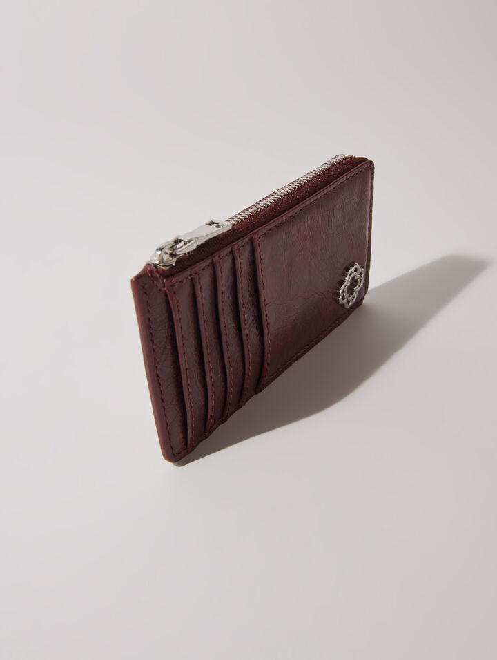 Porte-cartes en cuir craquelé