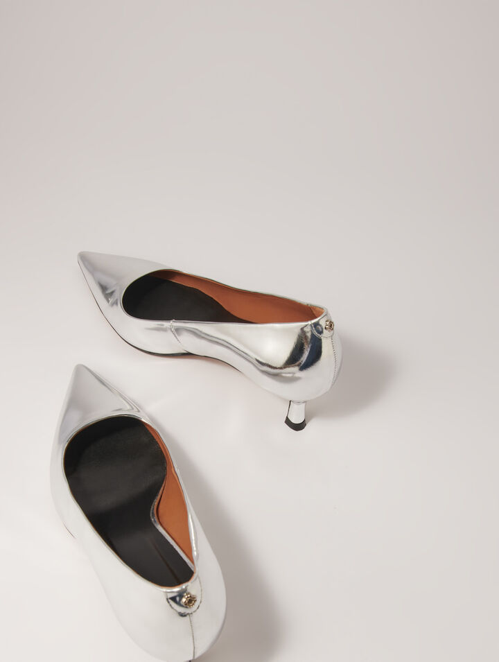 Escarpins pointus en cuir miroir