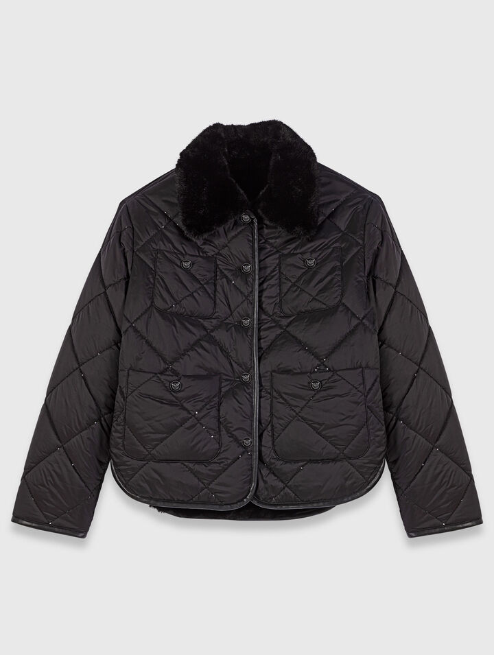 Reversible sequin puffer jacket