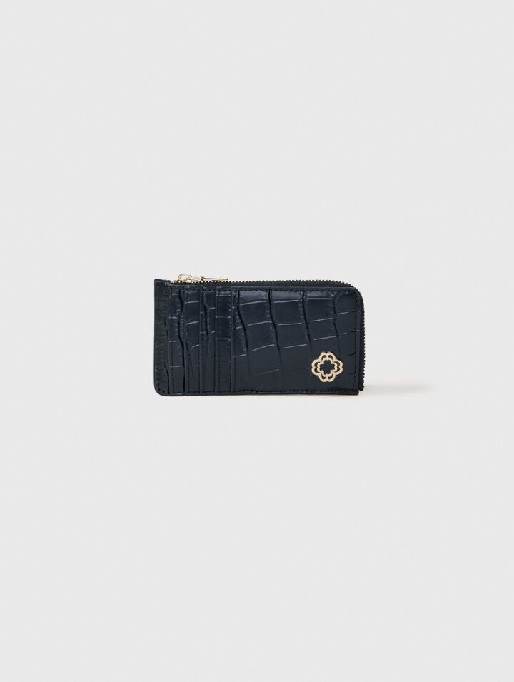 Porte-cartes en cuir effet croco