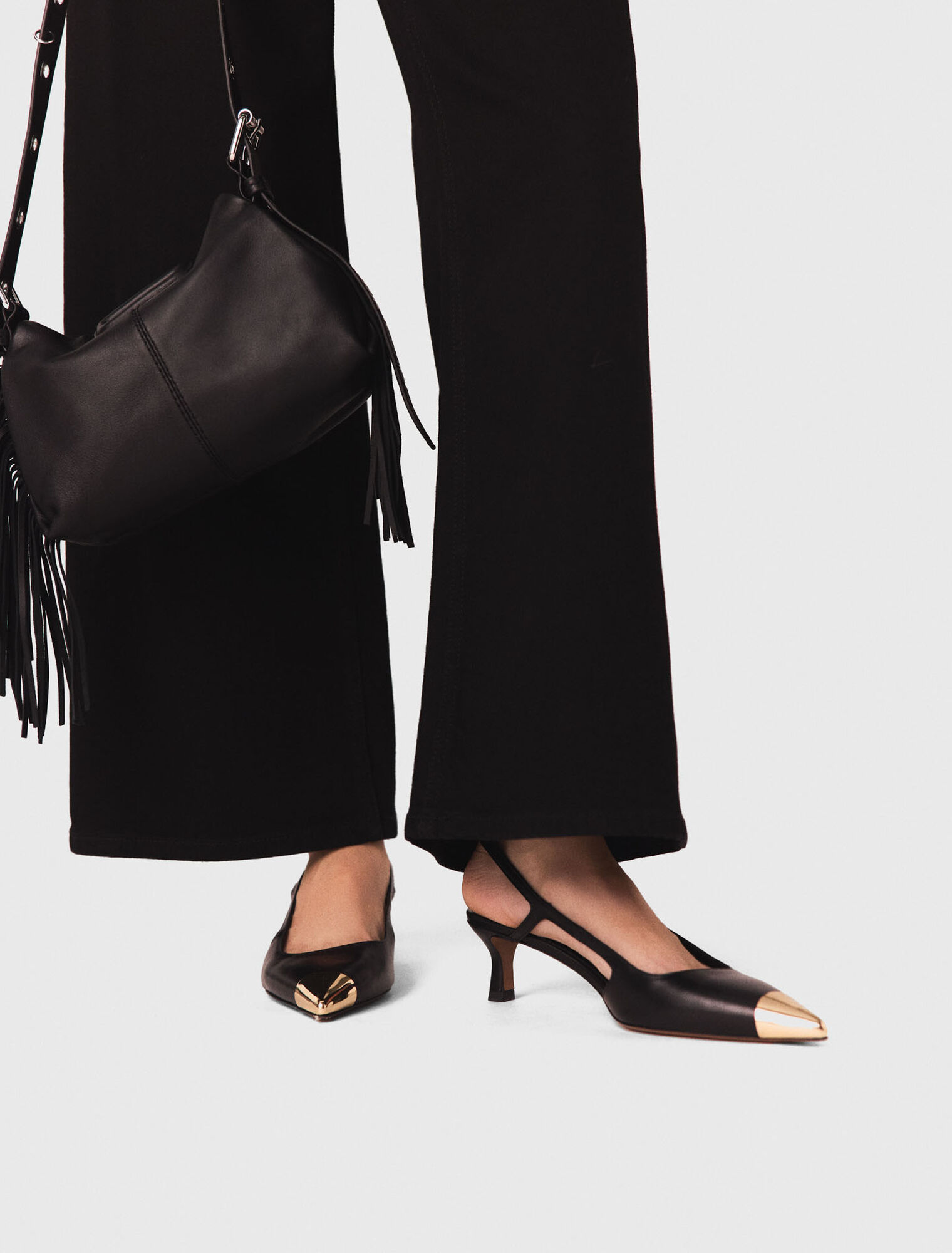 Escarpins slingback en cuir lisse