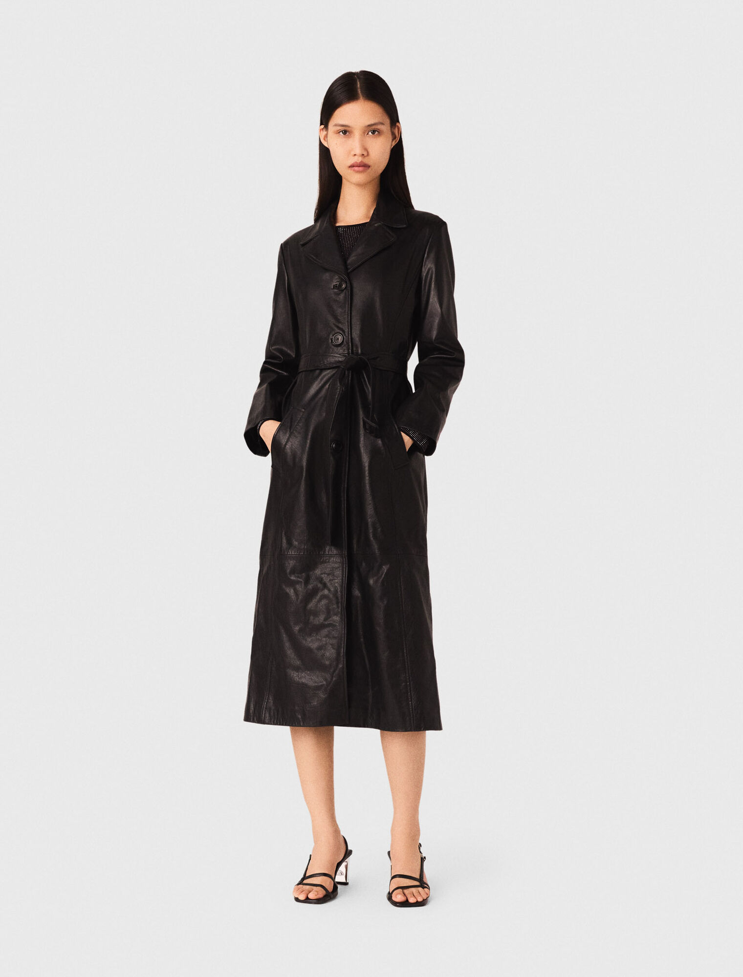 Trench long en cuir