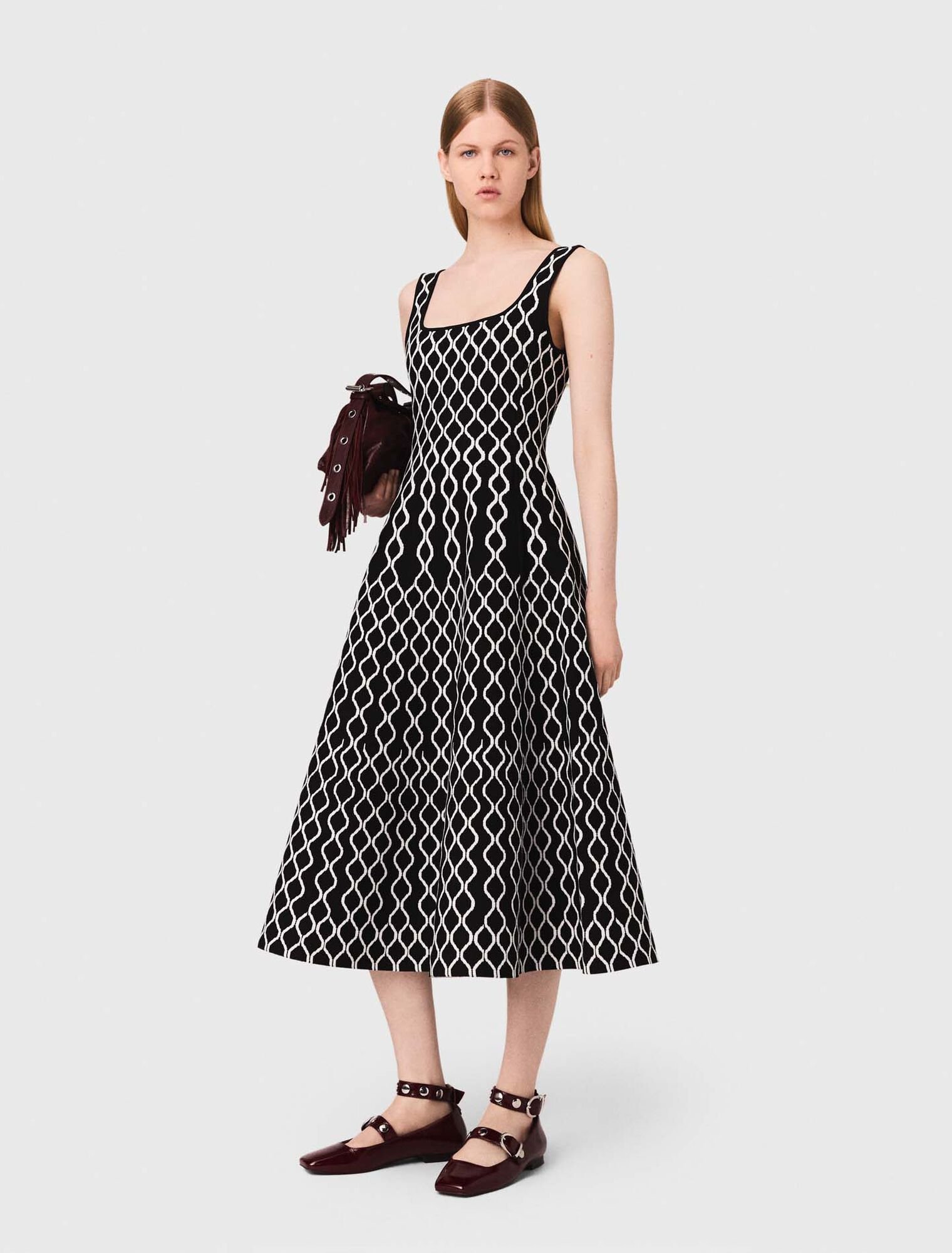 Robe midi en maille jacquard