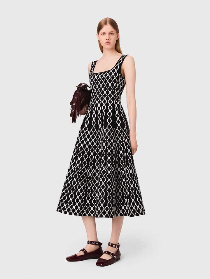 Robe midi en maille jacquard