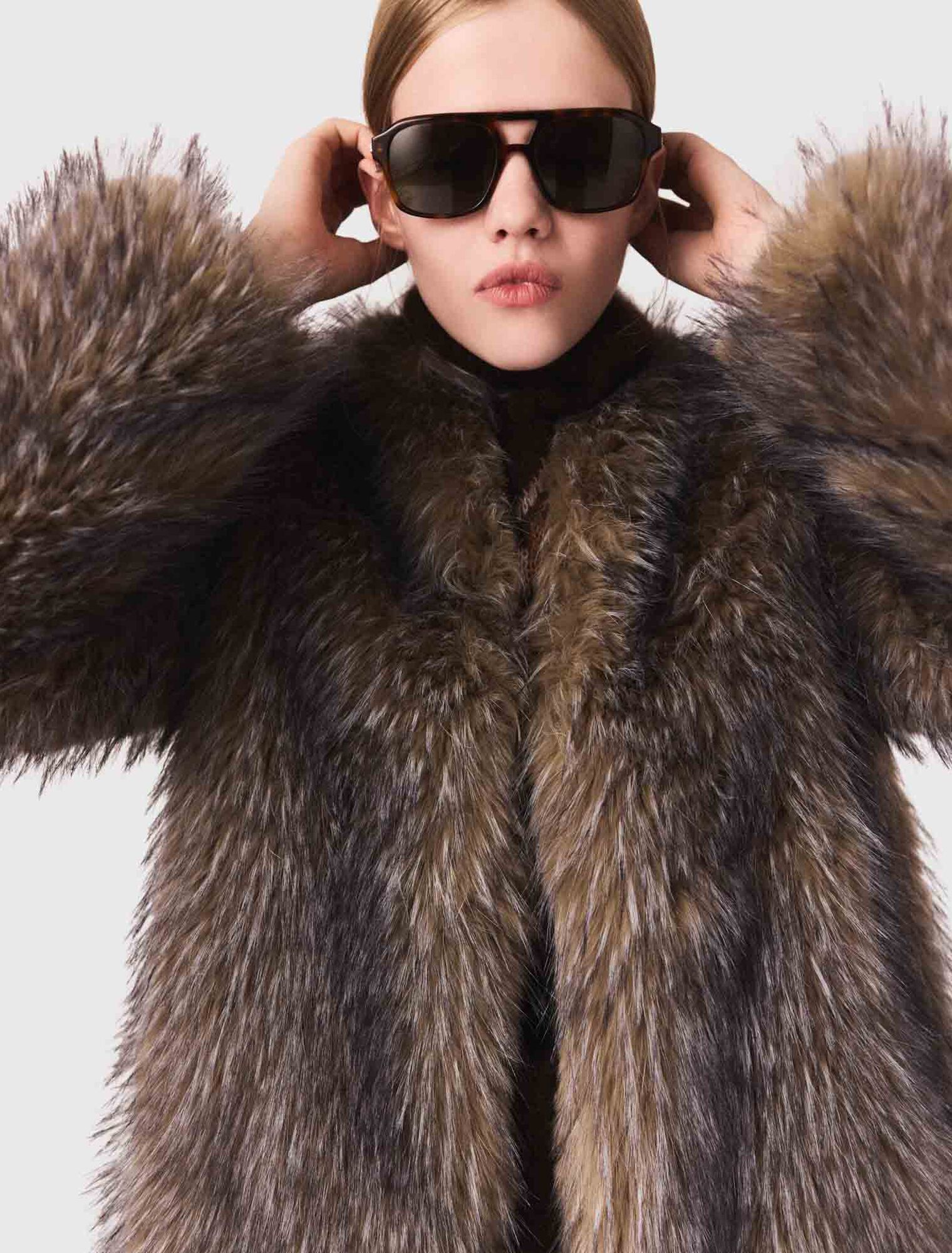 Manteau long en fausse fourrure