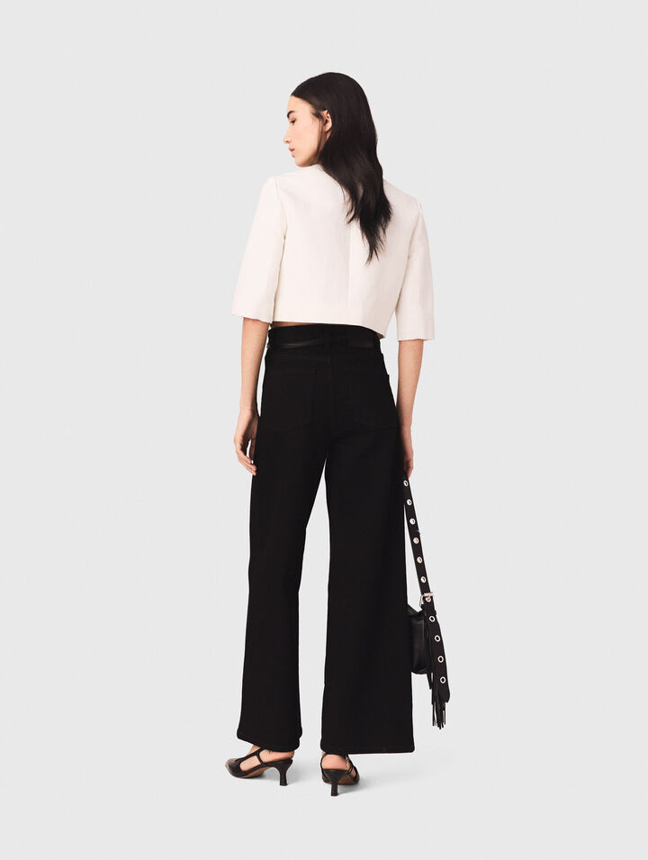 Jean droit avec poches plaqu&eacute;es