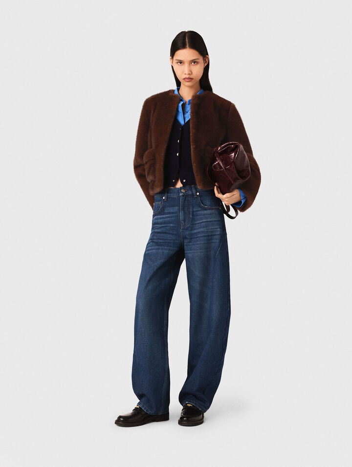 Manteau court en fausse fourrure