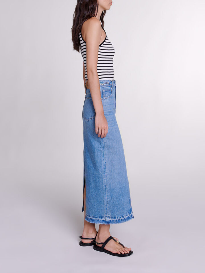 Long denim skirt