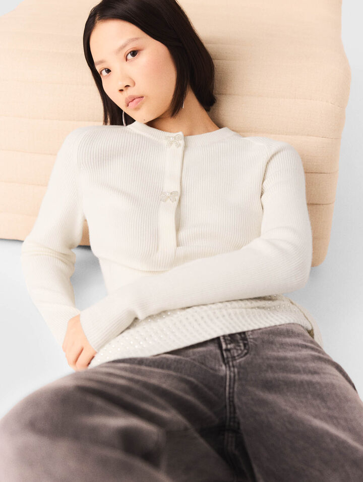Cardigan à boutons nœud bijoux