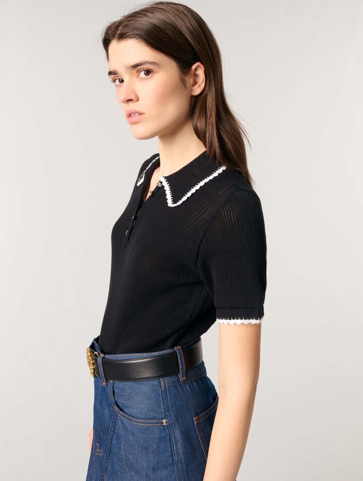 Polo en maille pointelle