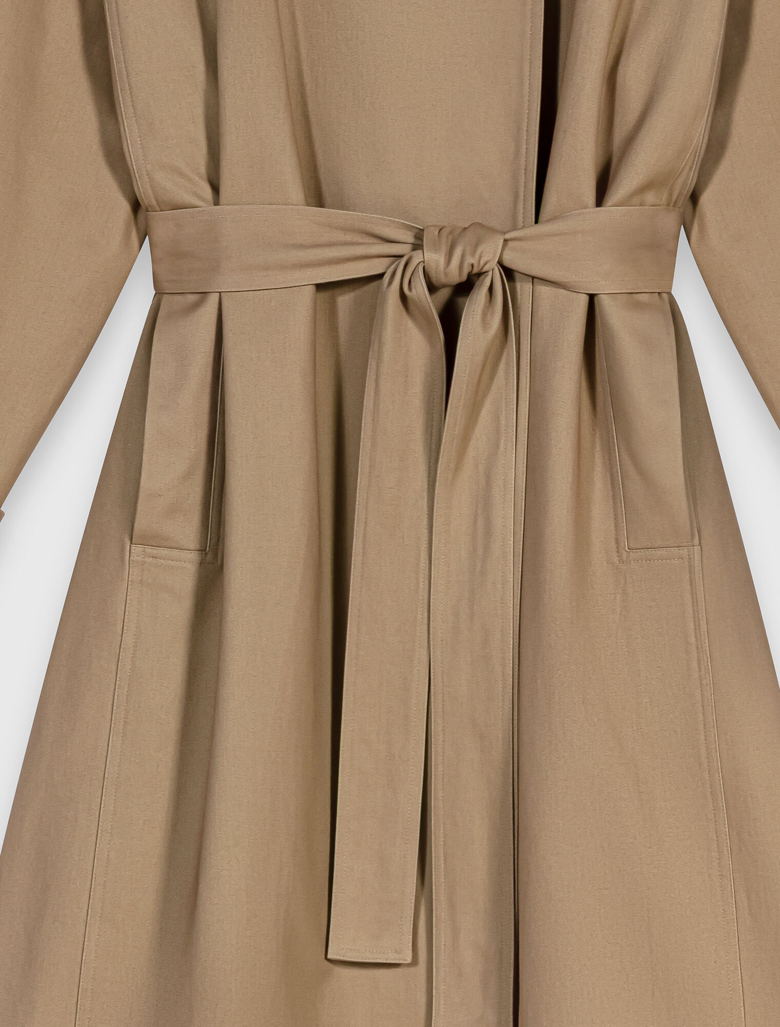 Trench long ceintur&eacute; boutons dor&eacute;s