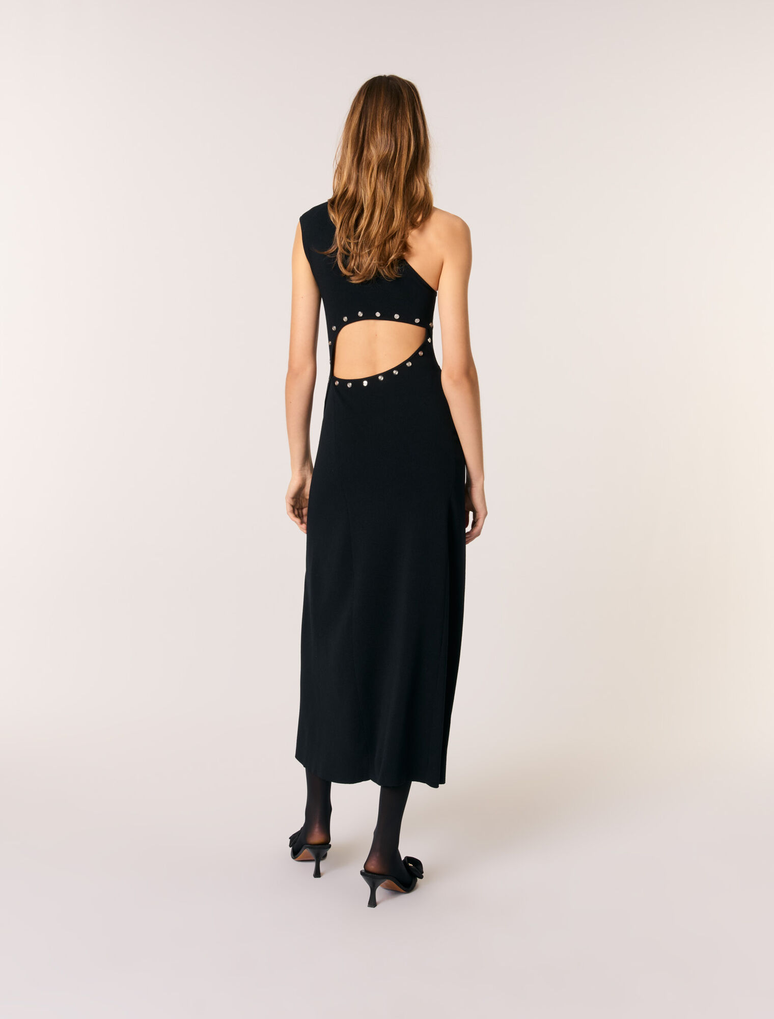 Robe longue en maille asymétrique