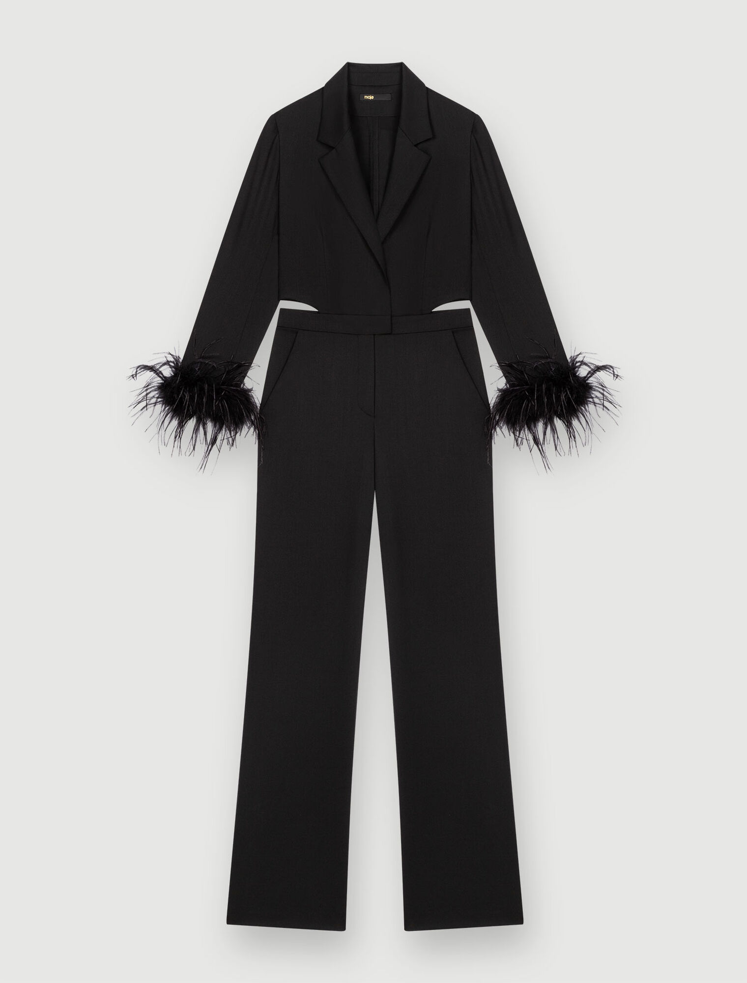 Combination pants in black with feathers