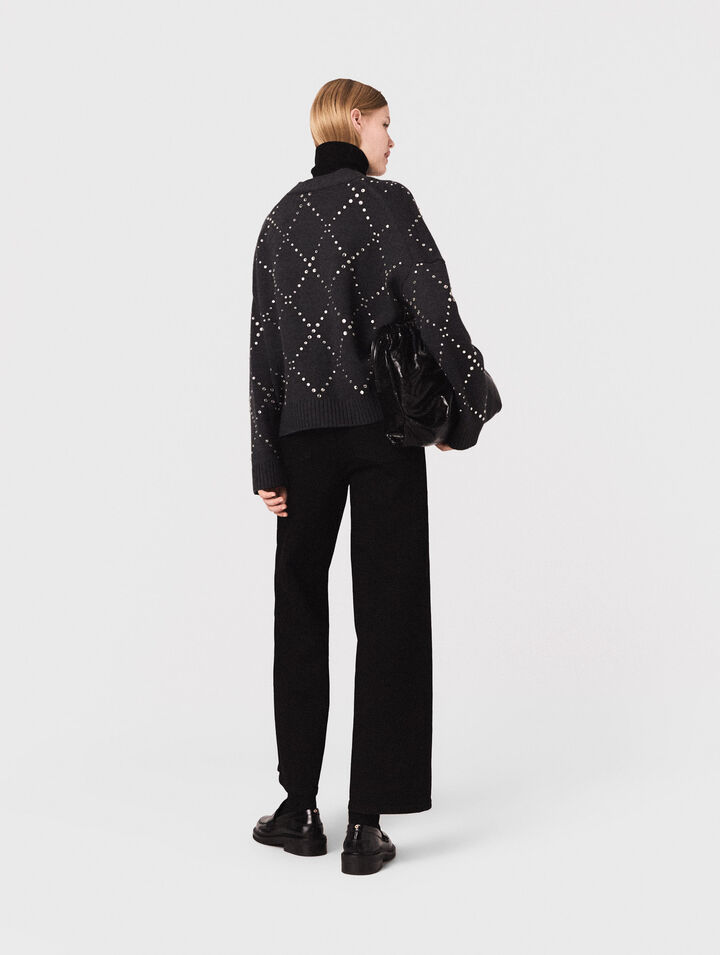 Cardigan à carreaux strassé