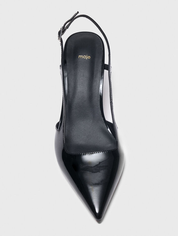Escarpins slingback en cuir vernis