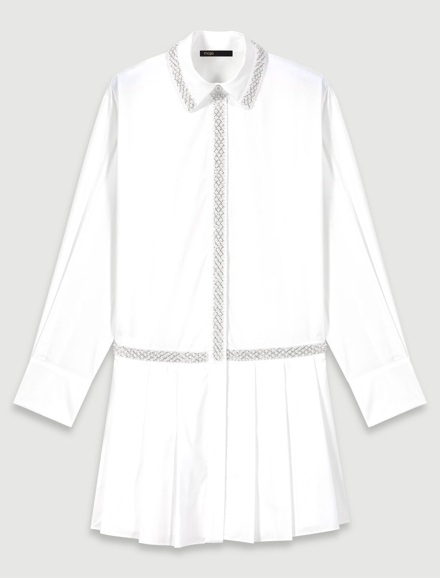 Robe chemise ornée de perles