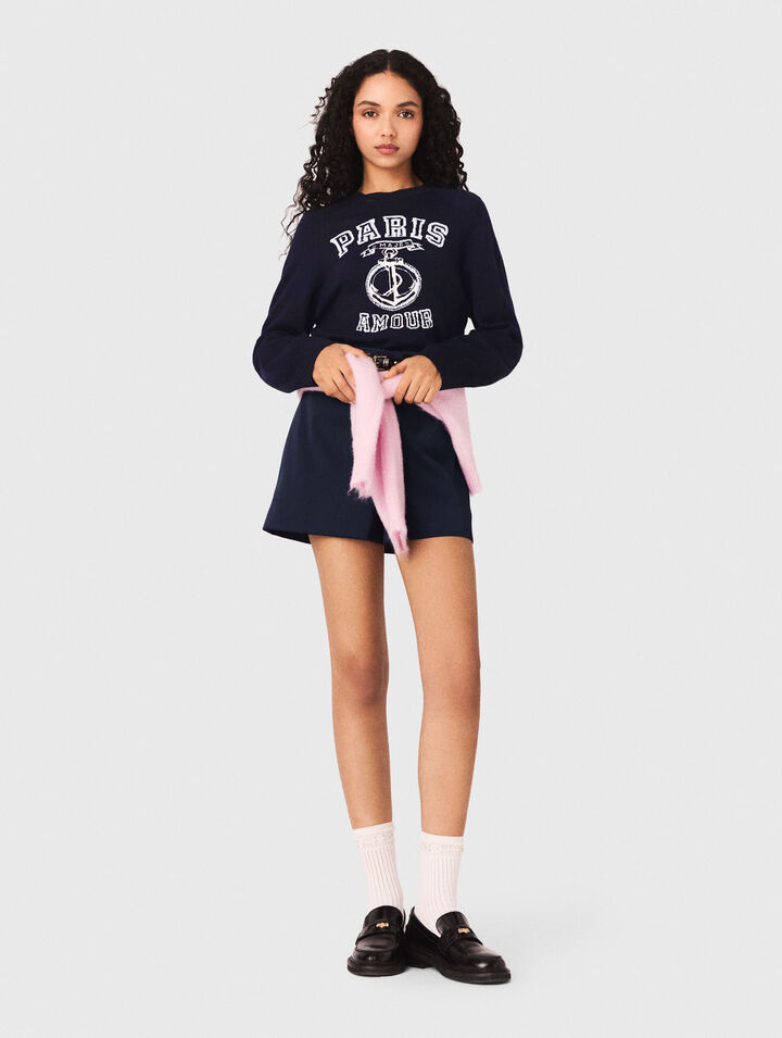 Round-neck slogan jumper