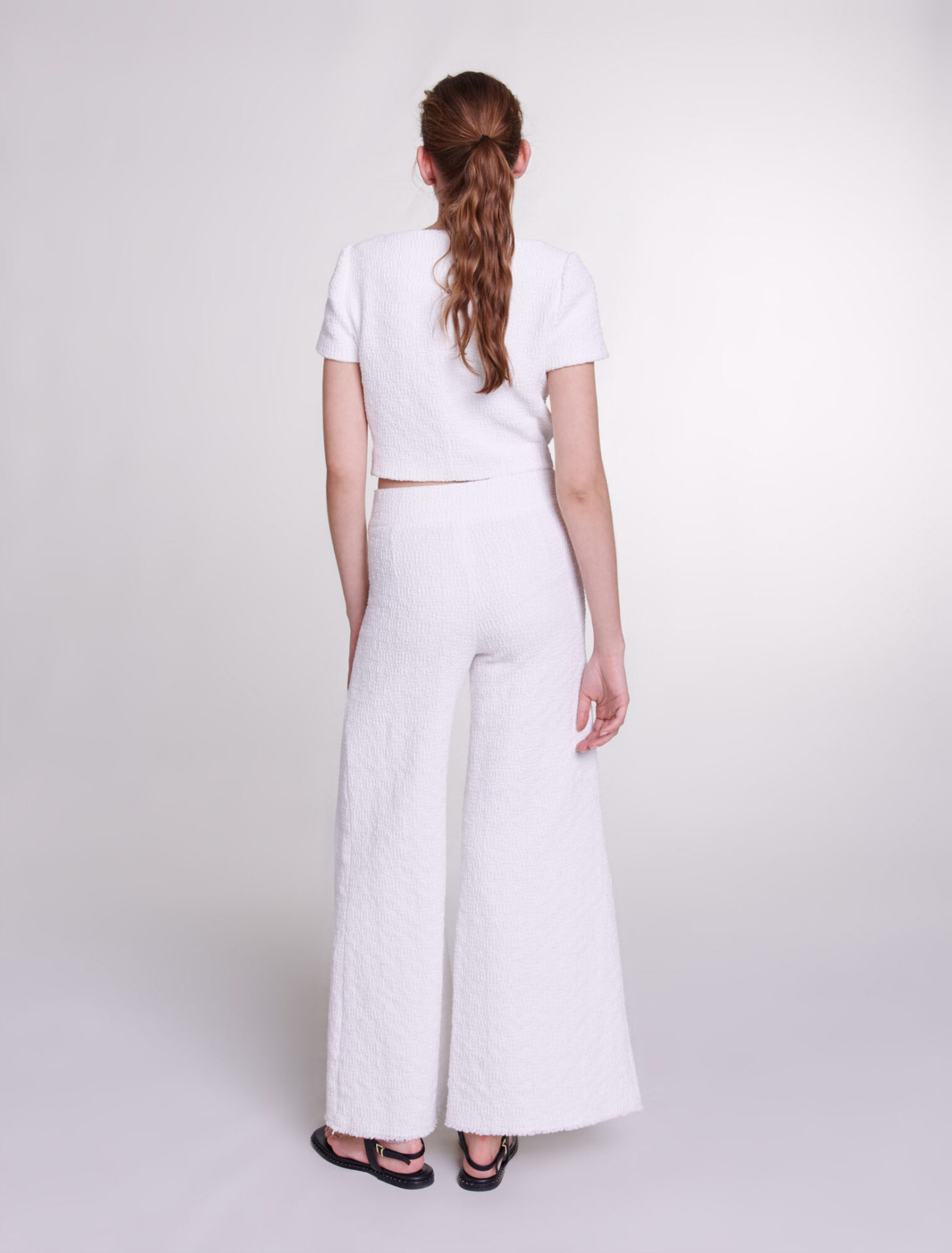 Pantalon large en tweed