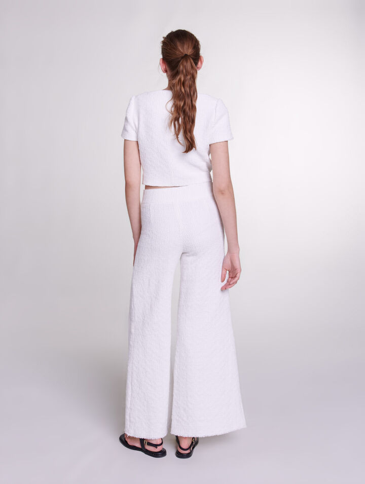 Wide-leg tweed trousers