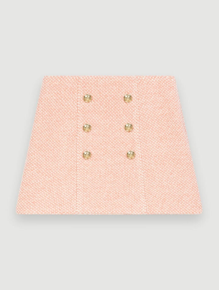 Pink and ecru mottled tweed skirt