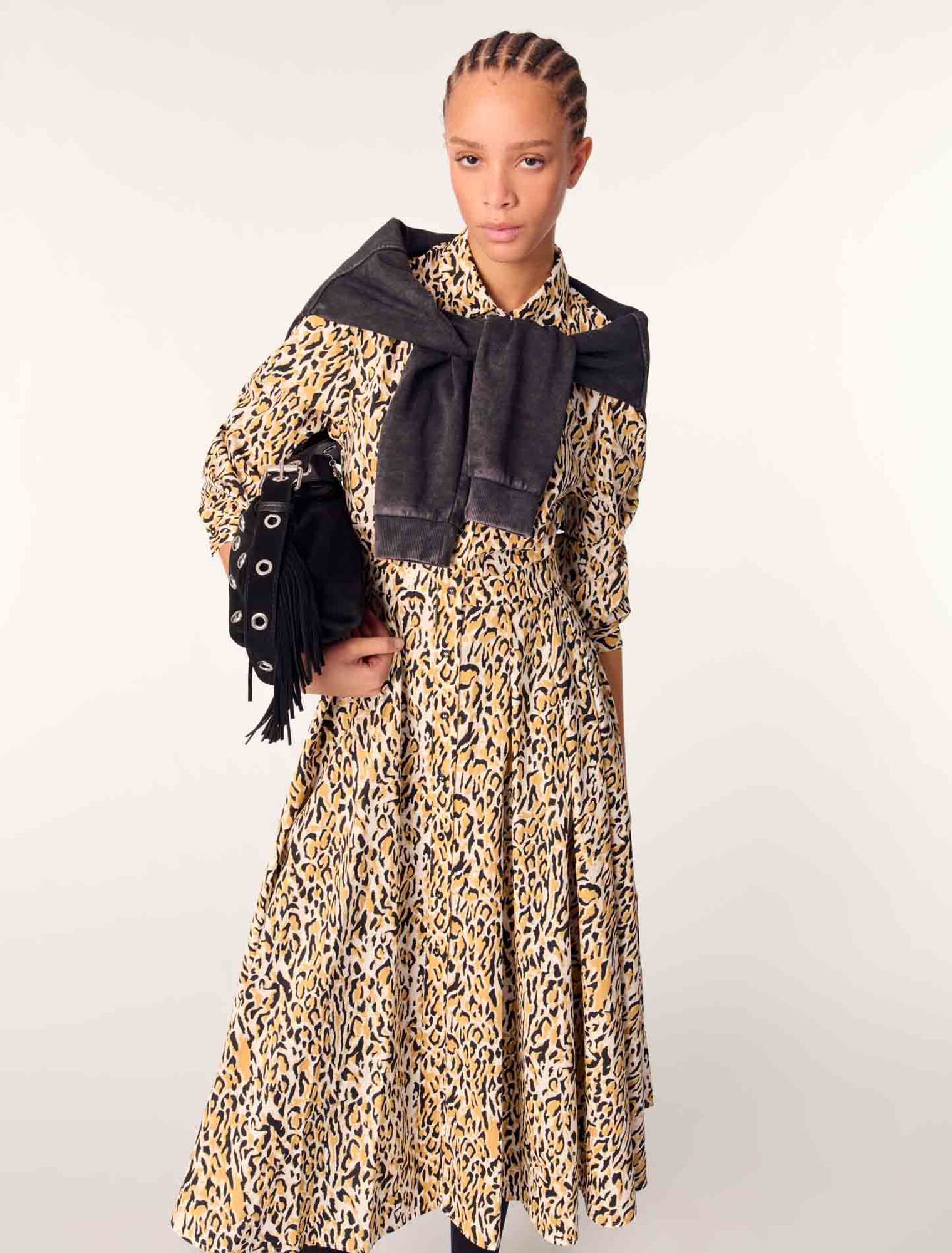 Robe midi imprimé léopard