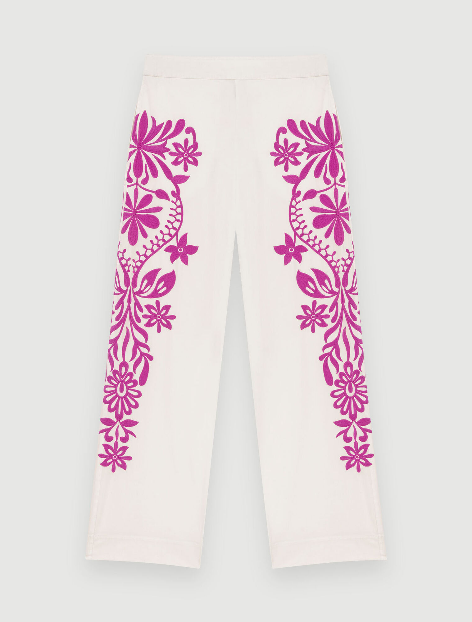 Wide-leg embroidered pants