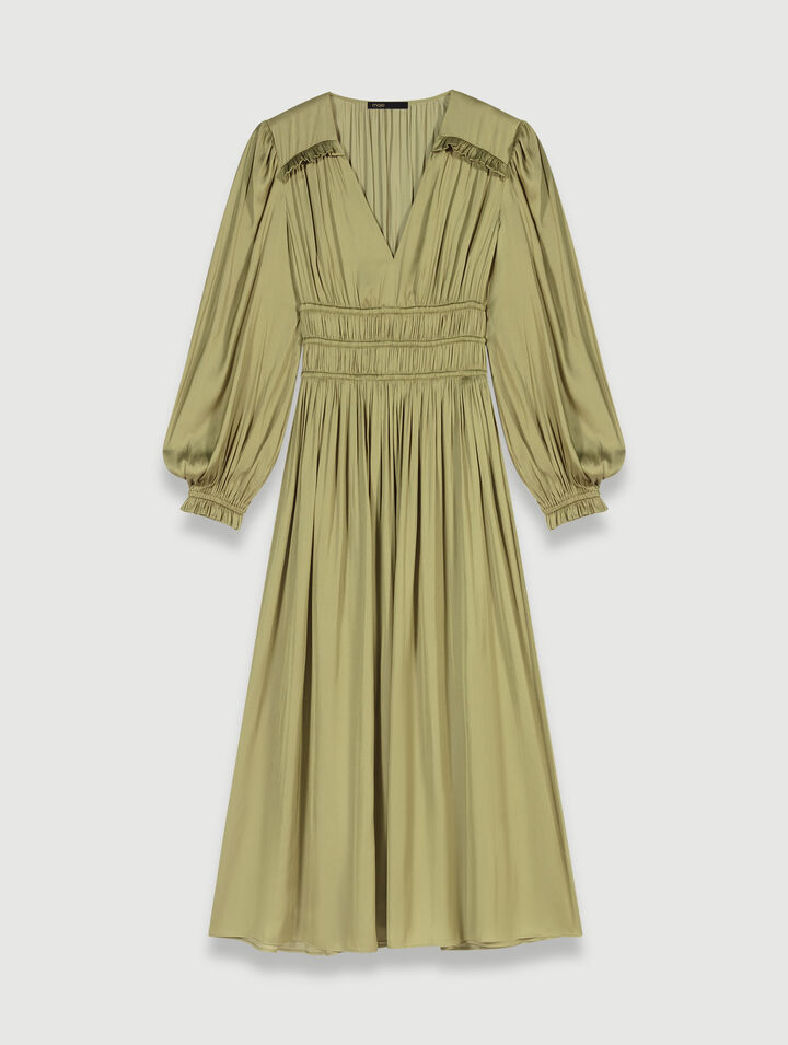Robe mi- longue satinée volantée