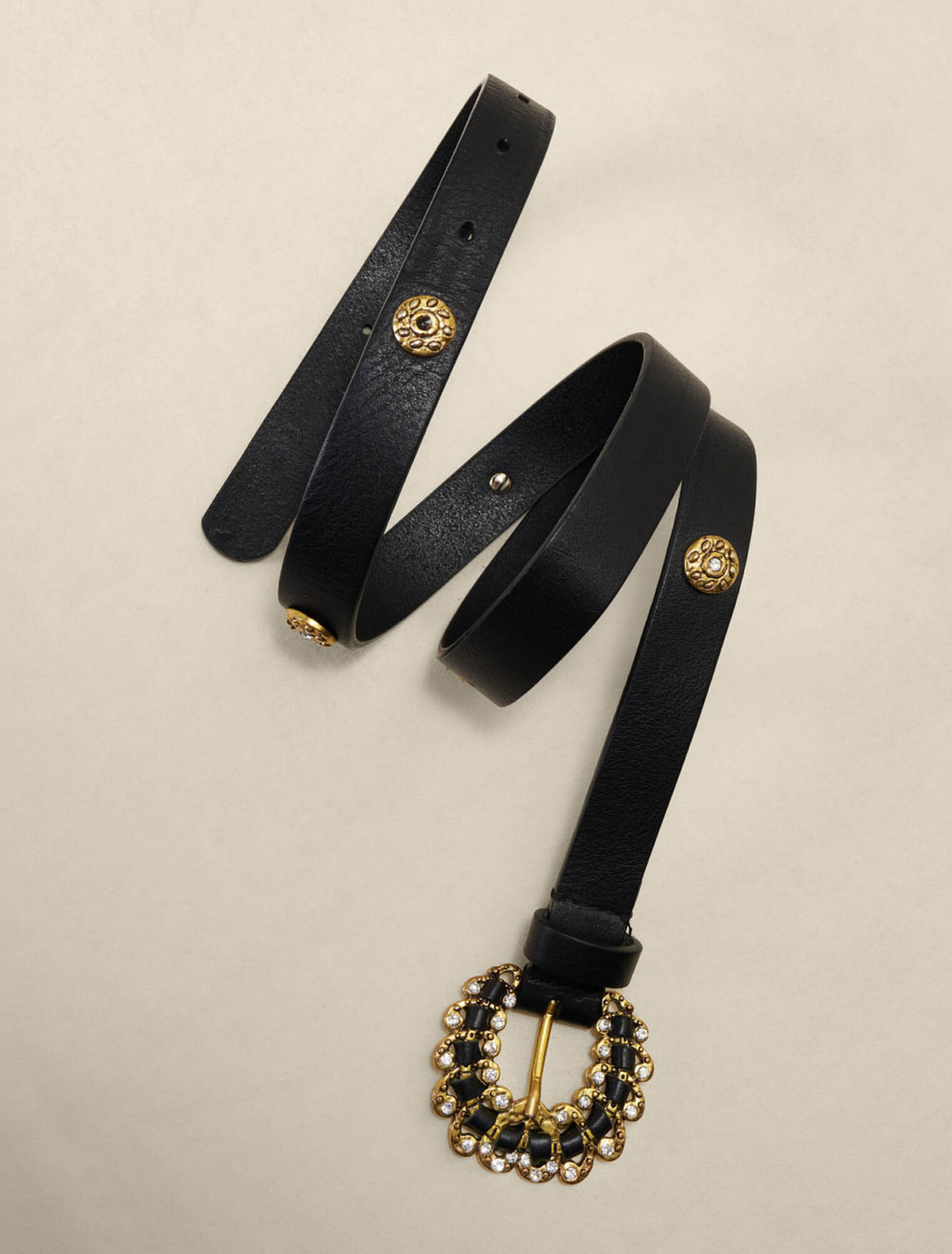 Ceinture en cuir à strass