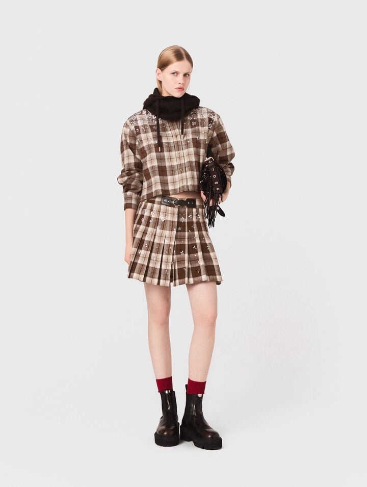 Chemise à carreaux strassée