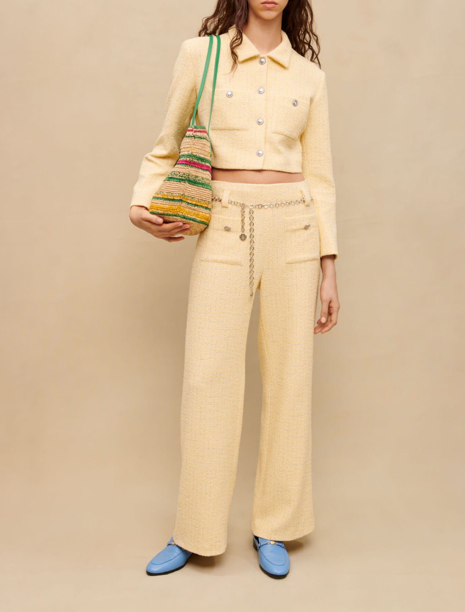 Cropped tweed tailored jacket